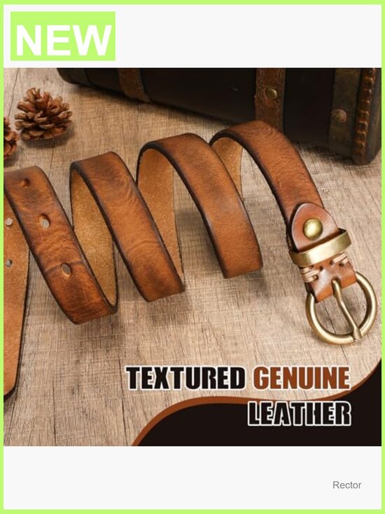Genuine Leather Vintage Thin Belt with Gold Buckle Skinny Waist main image 4